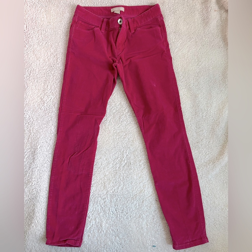 Banana Republic Corduroy Pants Womens Size 27 Fuchsia Skinny Straight Fit Solid